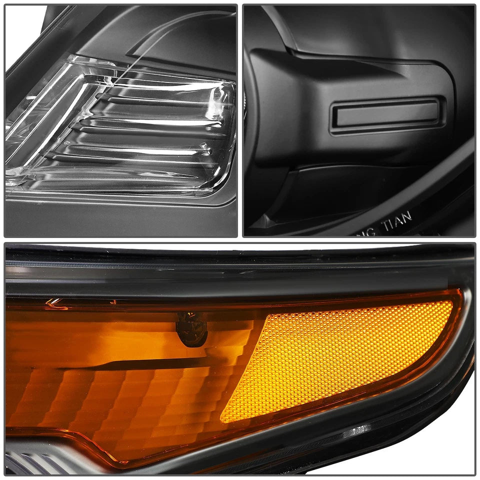 FOR 11-15 FORD EXPLORER BLACK HOUSING AMBER CORNER PROJECTOR HEADLIGHT HEADLAMP