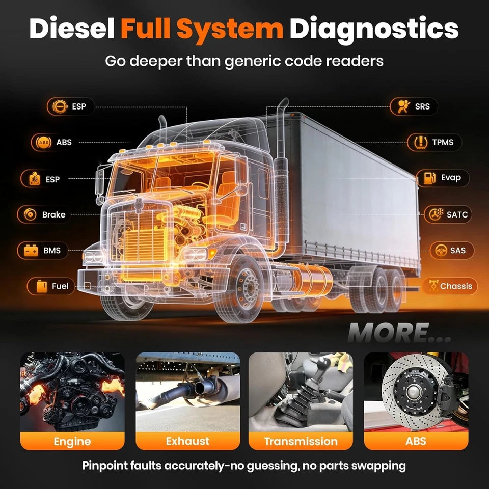 24V Semi Truck Diagnostic Tool All System Diesel Scanner Code Reader Free Update