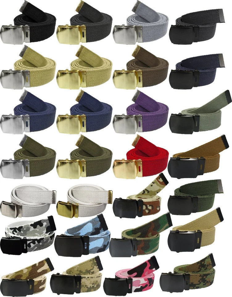 Military Web Belt Cotton Canvas Adjustable Camo Army Tactical Skater Webbed Belt