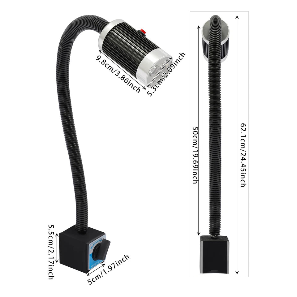 LED Machine Tool Light,110V 9W Machine Lamp w/ Magnetic Base for Lathe/Workbench