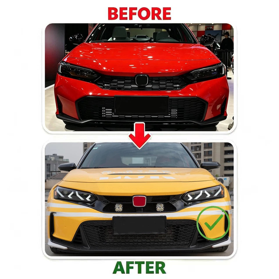 For 2023-2026 Honda Civic 11th Gen Lamborghini Style LED DRL Headlights Assembly