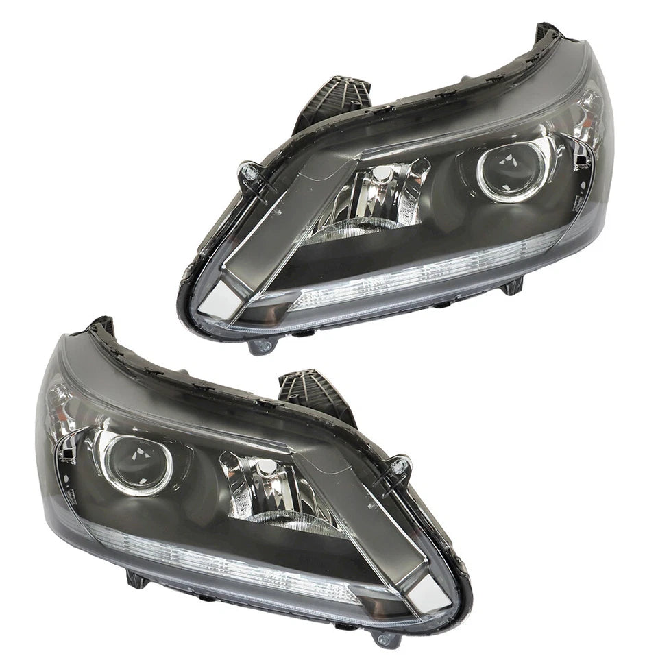 Headlight Headlamps For Honda Accord 2013-2015 Halogen w/LED DRL Right+Left Pair