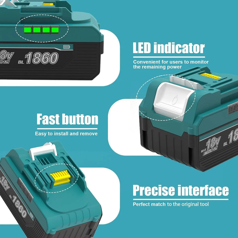 2PACK 18V For Makita 6.5Ah Lithium-Ion LXT Battery BL1830 BL1850 with Charger