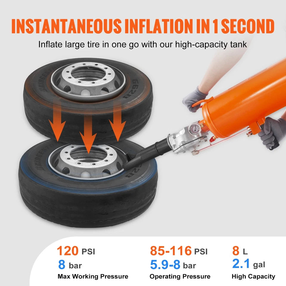Tire Bead Seater 8L/2.1 Gal Air Blaster Portable Trigger Seating Inflator