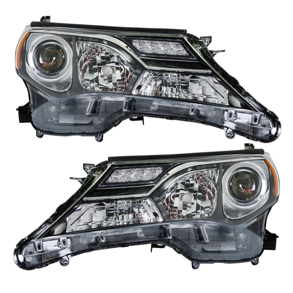 Left+Right Headlights For Toyota RAV4 2013-2015 Halogen Factory Black