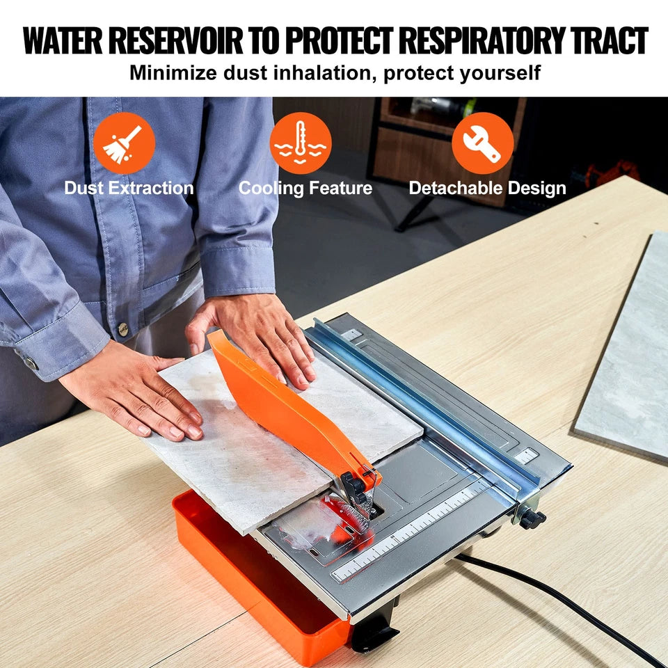 Wet Tile Saw Tile Cutter 7-inch 65Mn Steel Blade 3500 RPM Induction Motor