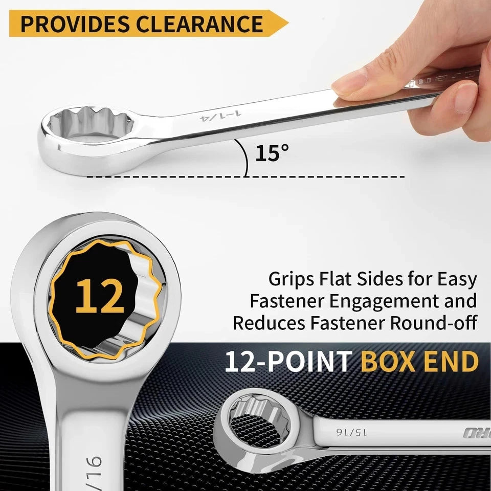 7Piece SAE Wrench Set 15/16 To 11/4 Inch Big Open End Combination Tools