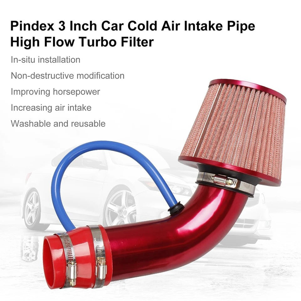 3inch Cold Air Intake Filter Pipe Induction Kit Power Flow Hose System Car Parts