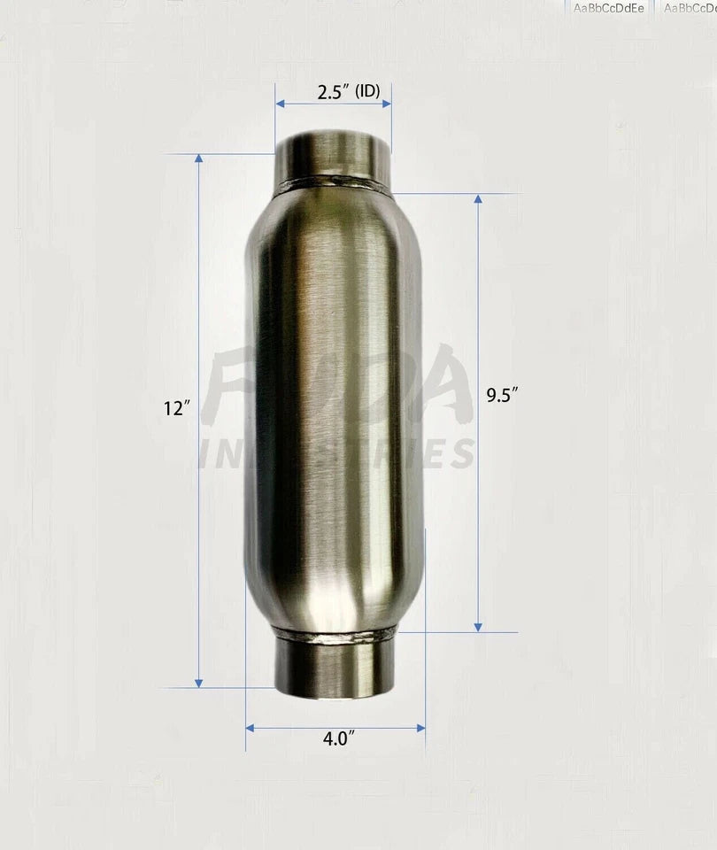 2.5" Inlet / Outlet Exhaust Muffler 12" Length Resonator SS Pair of 2