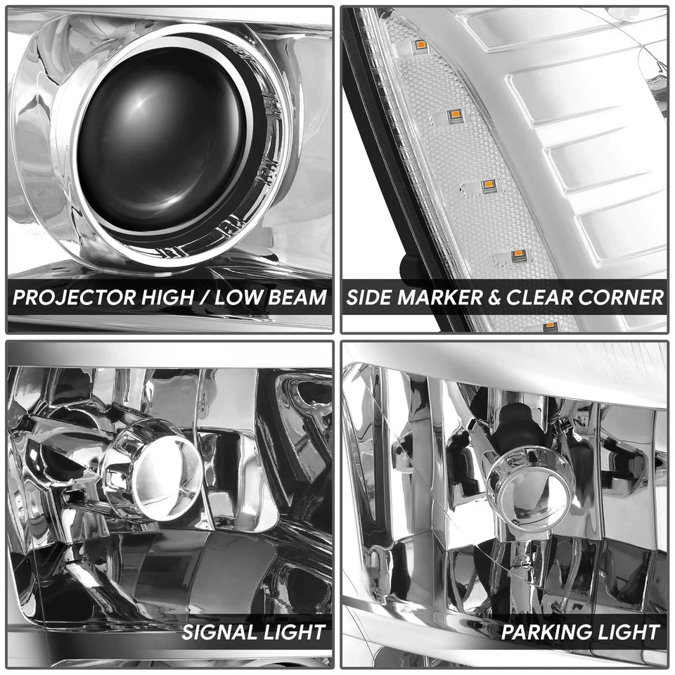 [HID] For 07-14 Cadillac Escalade ESV EXT Projector Headlight Lamps Chrome/Clear