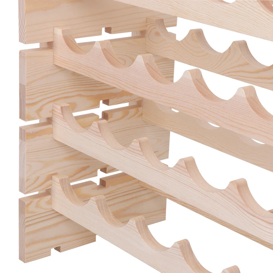 96 Bottles Holder Wine Rack Stackable Storage 8 Tier Solid Wood Display Shelves