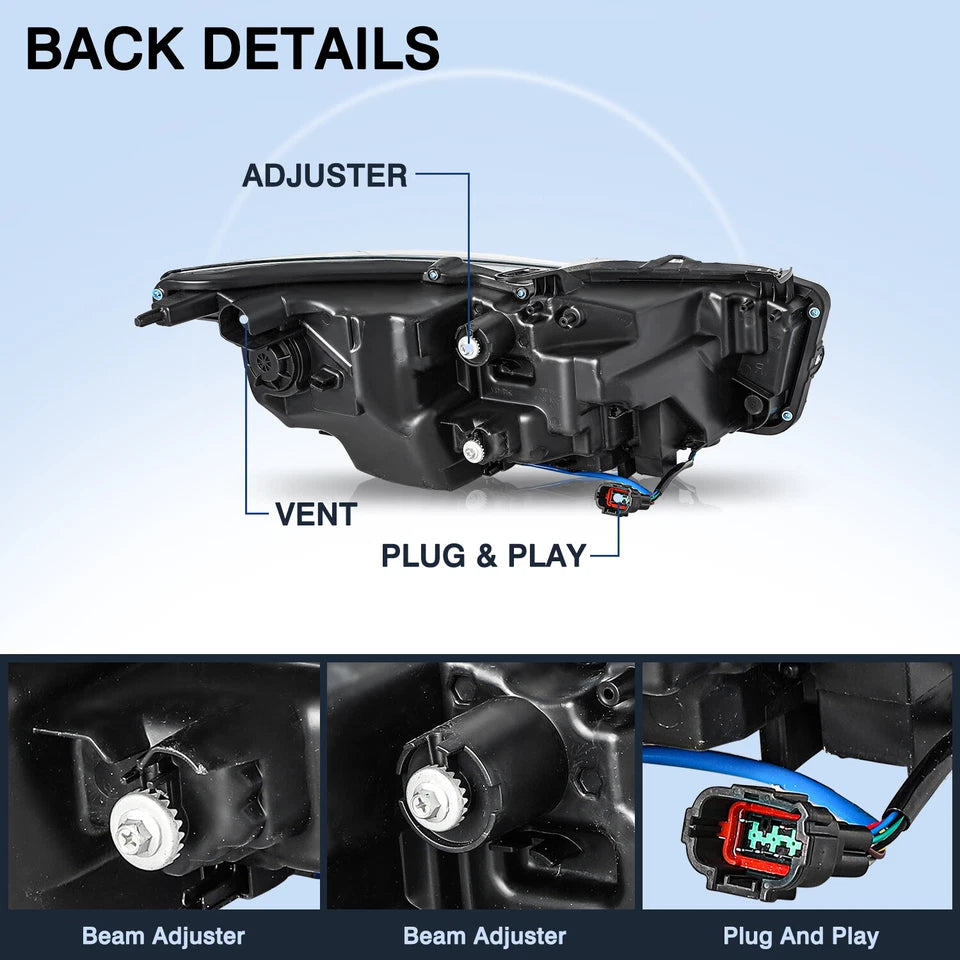 For 2014-2022 Infiniti Q50 w/o AFS LED DRL Projector Headlight Assembly Lamp L+R