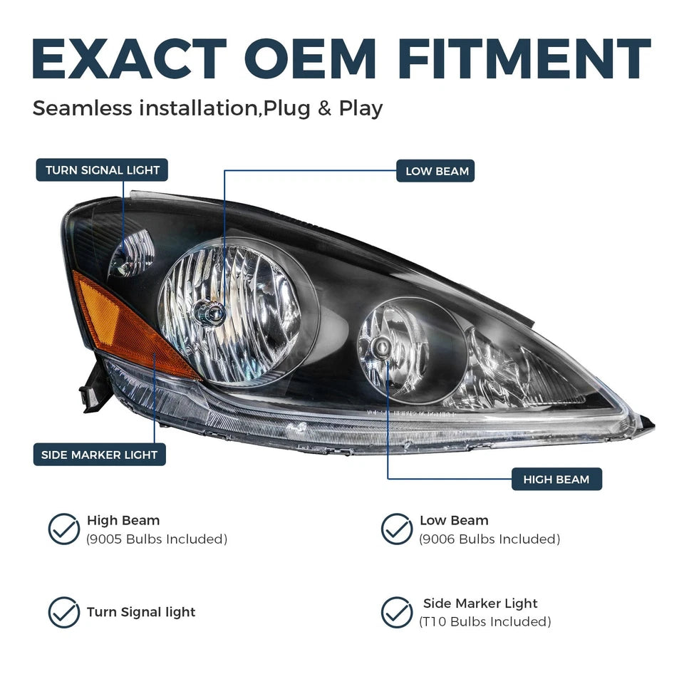 Headlights Headlamps fit for 2006-2010 Toyota Sienna L+R Assembly W/Bulbs