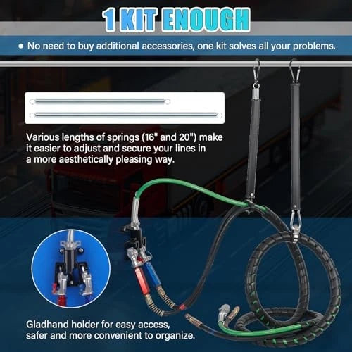 15FT 3 in 1 Semi Truck Air Lines Kit Truck Air Hose with 16" 15FT Black Line