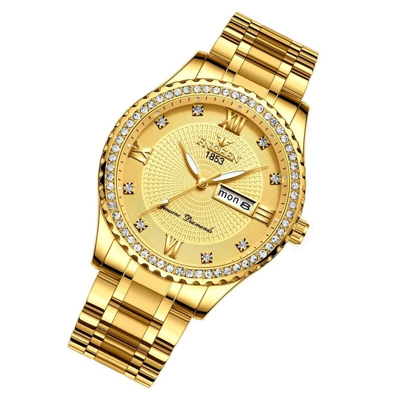 Waterproof Gold Men's Watch Classic Stainless Steel Quartz Analog Business