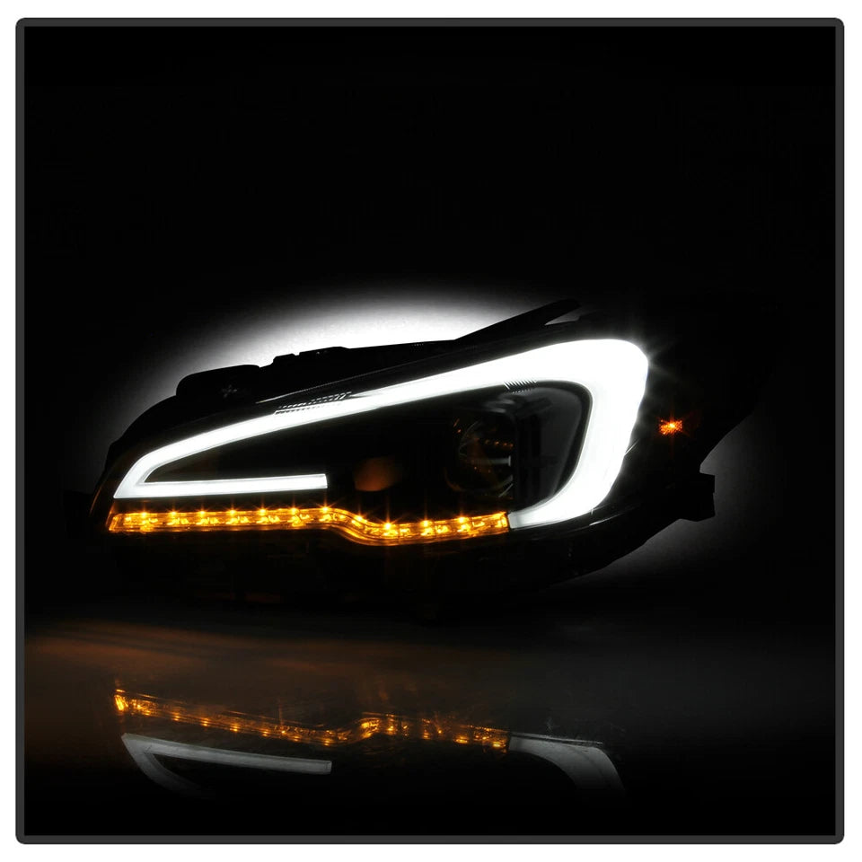 For 2015-2021 Subaru WRX STI Black LED Sequential Signal Projector Headlights