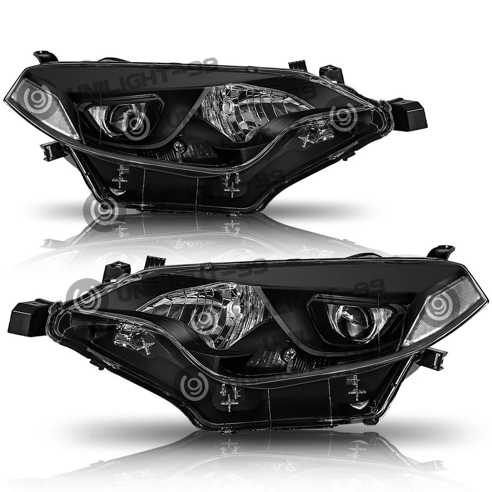 Black Headlights For 2014 2015 2016 Toyota Corolla C L LE Headlamps 14-16 w/Bulb