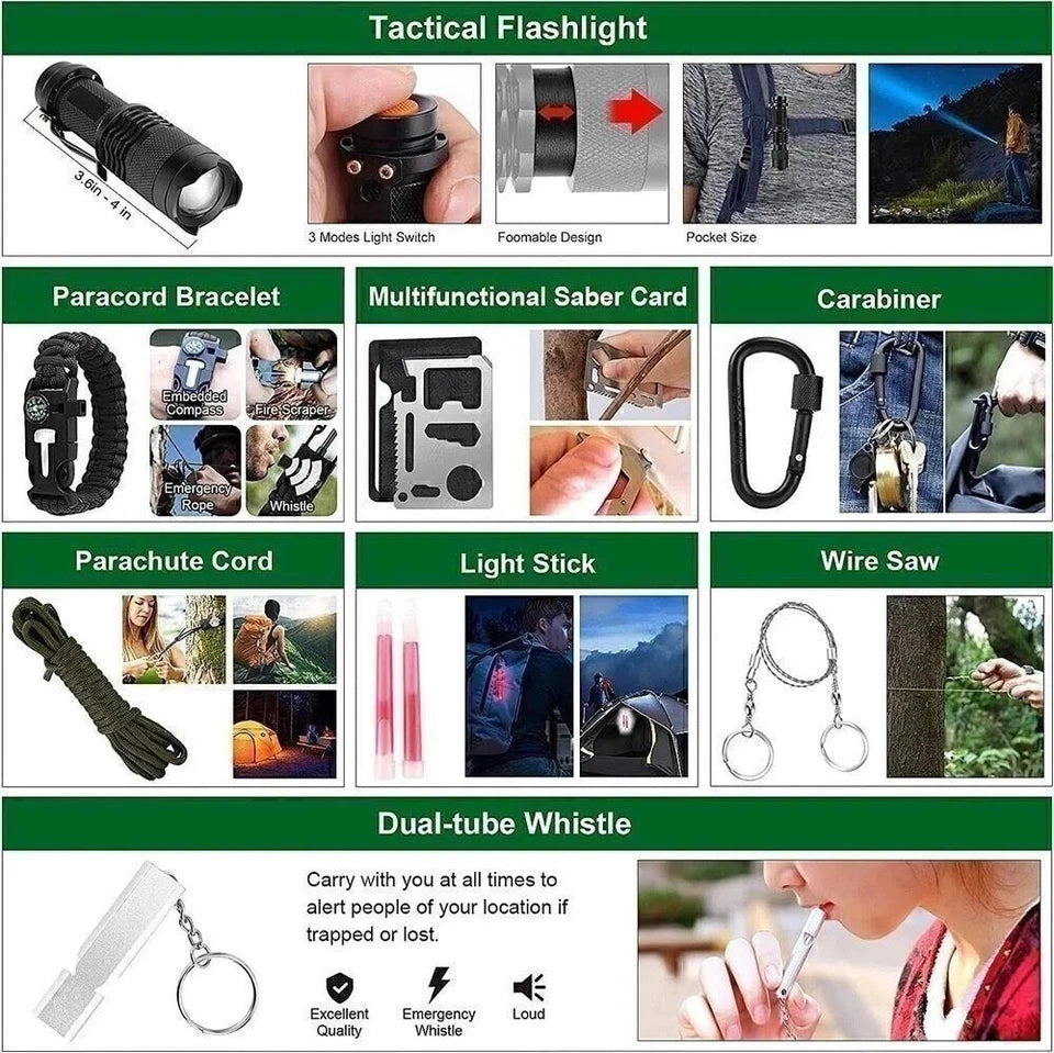 142Pc Emergency Survival Kit First Aid Kit Professional Survival Gear Equipment