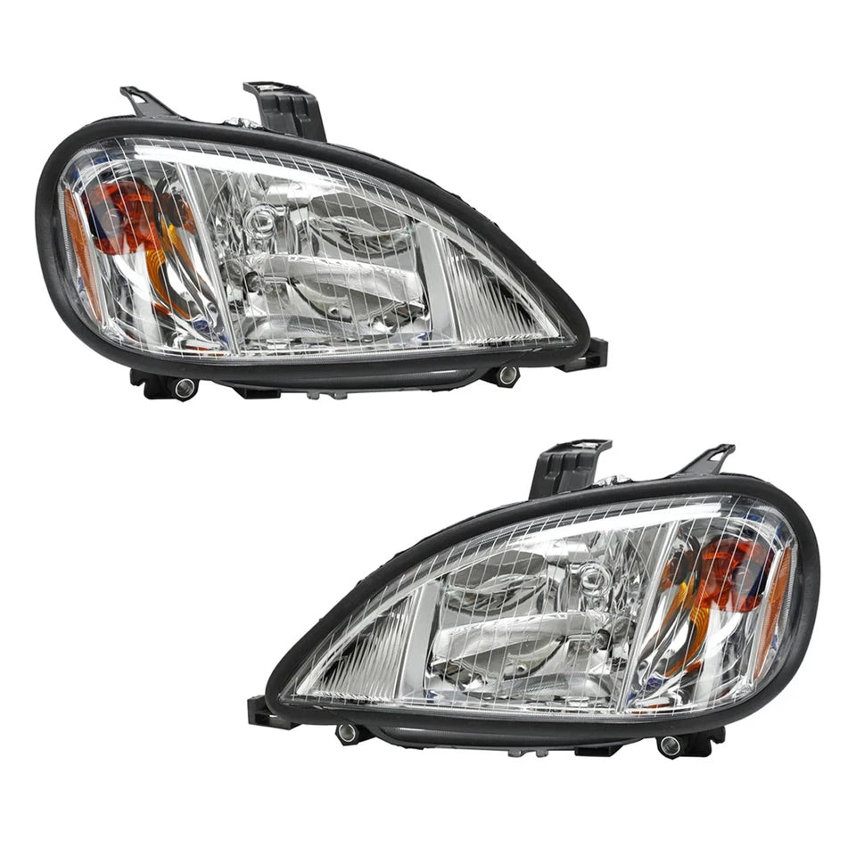 For Freightliner Columbia 2004-17 Chrome Headlights Driver&Passenger W/ Bulb