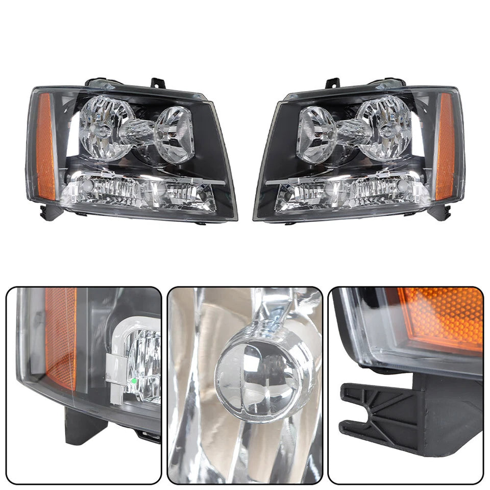 For 2007-2014 Chevy Avalanche Tahoe Suburban Amber Corner Halogen Headlights