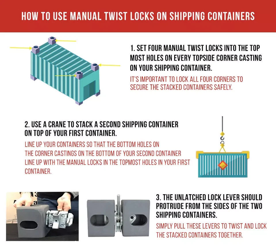 4-PACK Sea Rail Shipping Container Manual Twist Lock Left Handlocking NEW