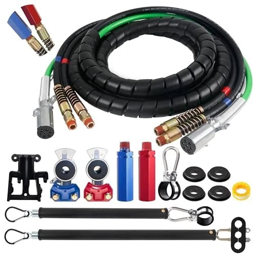 15FT 3 in 1 Semi Truck Air Lines Kit Truck Air Hose with 16" 15FT Black Line