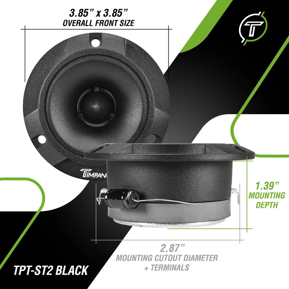 (2) 3.85" SUPER TWEETER TIMPANO 300W TPT-ST2 BLACK BULLET 4 OHM PRO AUDIO PAIR