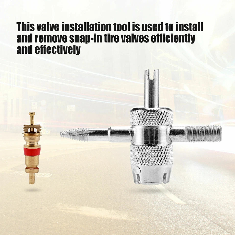 Valve Stem Puller Tool Installer HD Chrome Car Tire Plug Remover Core Repair US