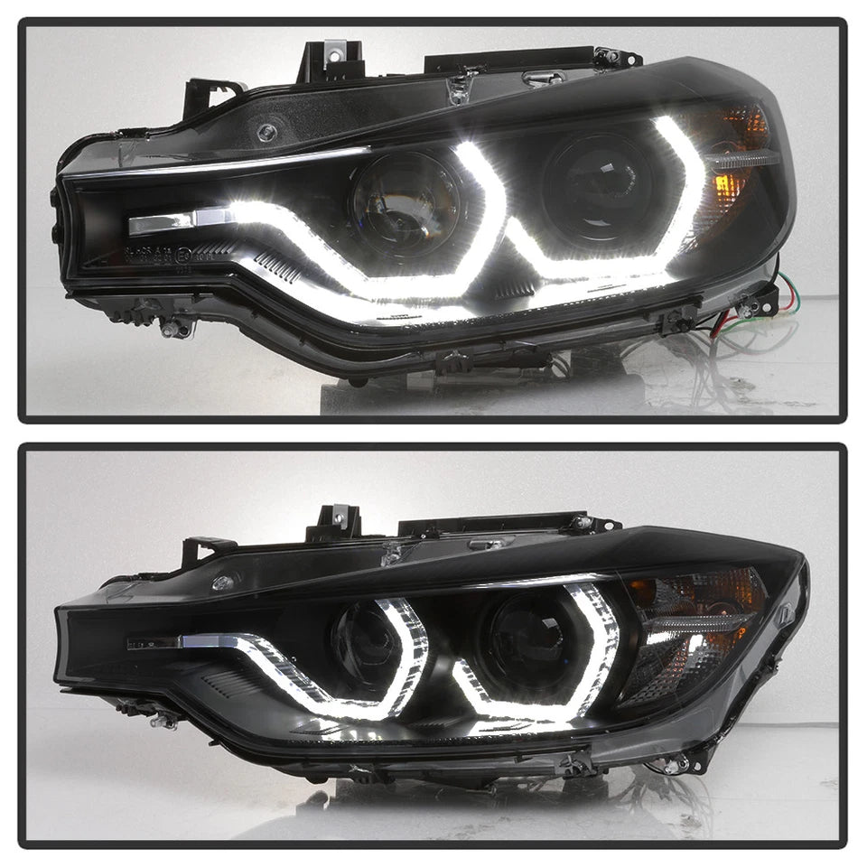 Black Smoke 2012-2015 BMW F30 328i 335i Sedan LED 3D DRL 2 Projector Headlights
