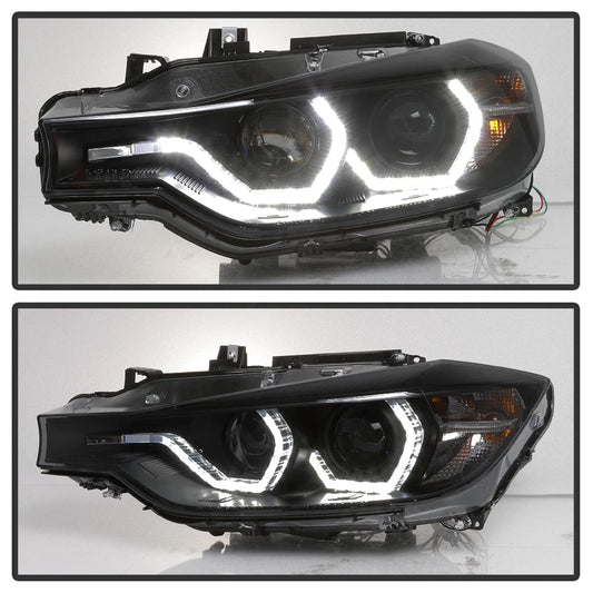 Black Smoke 2012-2015 BMW F30 328i 335i Sedan LED 3D DRL 2 Projector Headlights