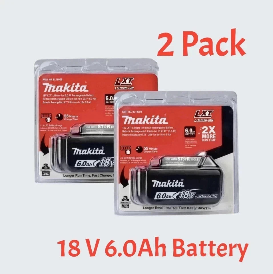 2-Pack Geniun Makita BL1860B 18V LXT 6Ah Lithium-Ion Rechargeable Batteries New