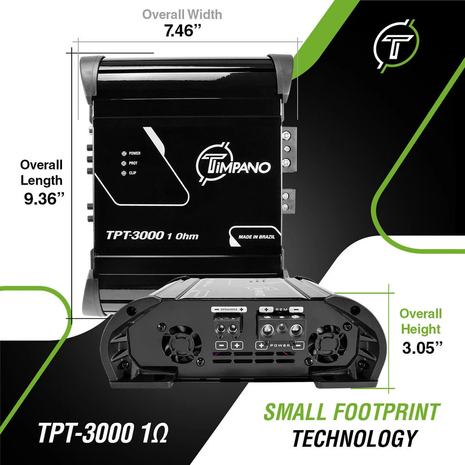 Timpano 3000 Watts Car Audio Amplifier Full Range TPT-3000 1 Ohm 3K