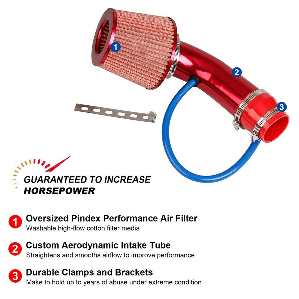 3inch Cold Air Intake Filter Pipe Induction Kit Power Flow Hose System Car Parts
