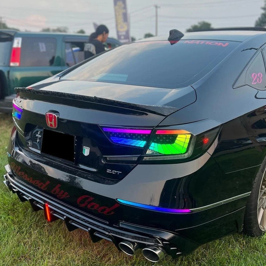 Fits 2018-2022 10th Gen Honda Accord Sedan RGB LED Tail Lights Smoked Assembly