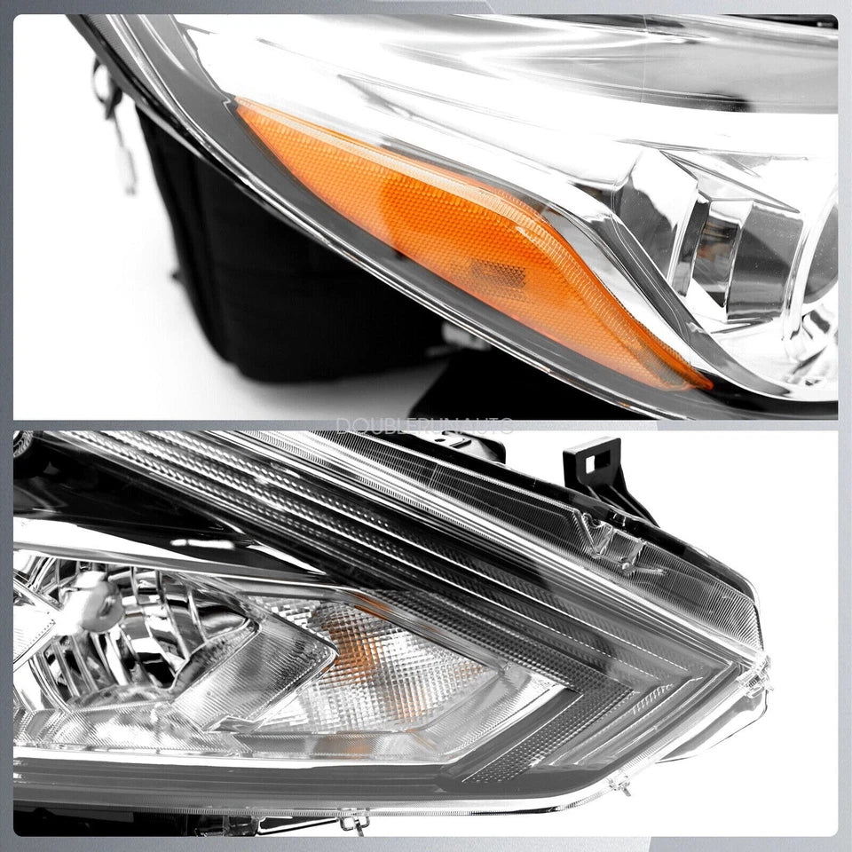 Halogen Headlight Headlamp Chrome Fit For Nissan Altima 2016-2018 LH & RH