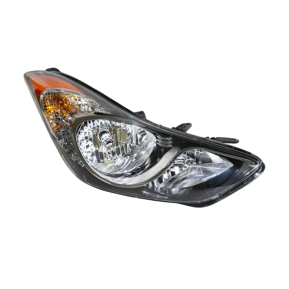 For 2011-2013 Hyundai Elantra Chrome Halogen Headlights Assembly Pair w/Bulbs