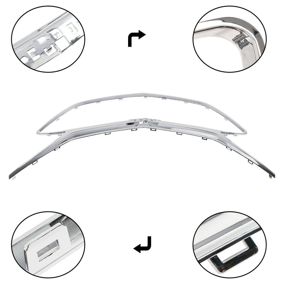 For Chevrolet Chevy Malibu 2019-2025 Front Upper&Lower Grille W/Chrome Trim 3PCS