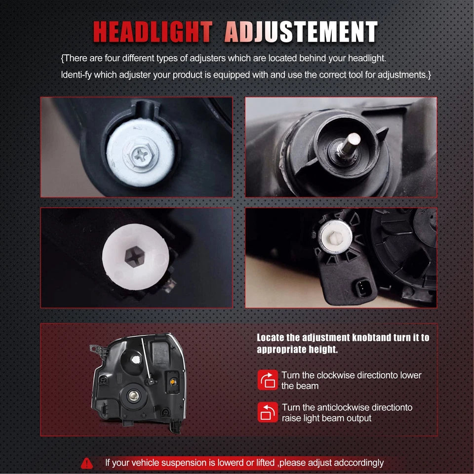 Headlight Assembly Pair For GMC Yukon XL 1500 2500 2007-2014 Black Housing