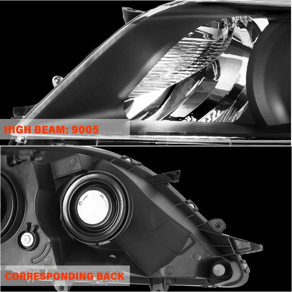 For 2011-2020 Toyota Sienna Halogen Projector Black Amber Headlights Lamps Pair