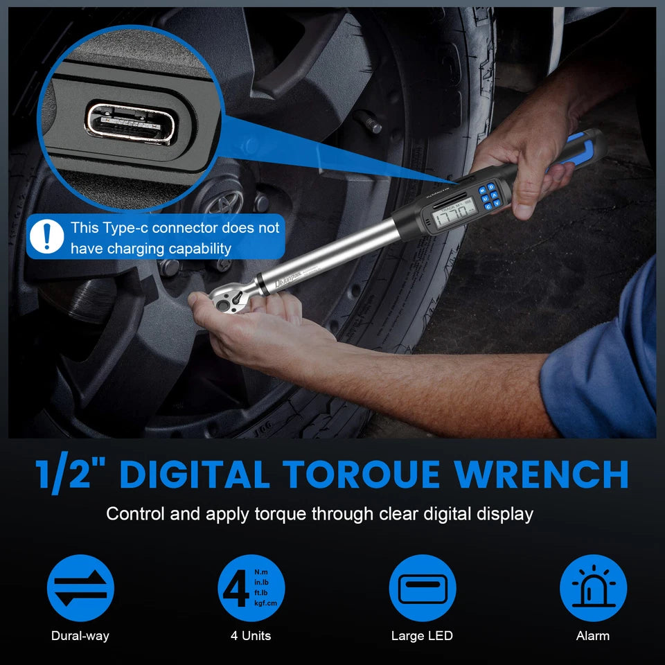 Calibrated Digital Torque Wrench 1/2 in Dr Electronic Torque Wrench 10-200Nm