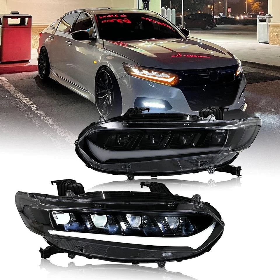 For 2018-2022 Honda Accord Sedan LED DRL Headlights Headlamps Sequential Pair