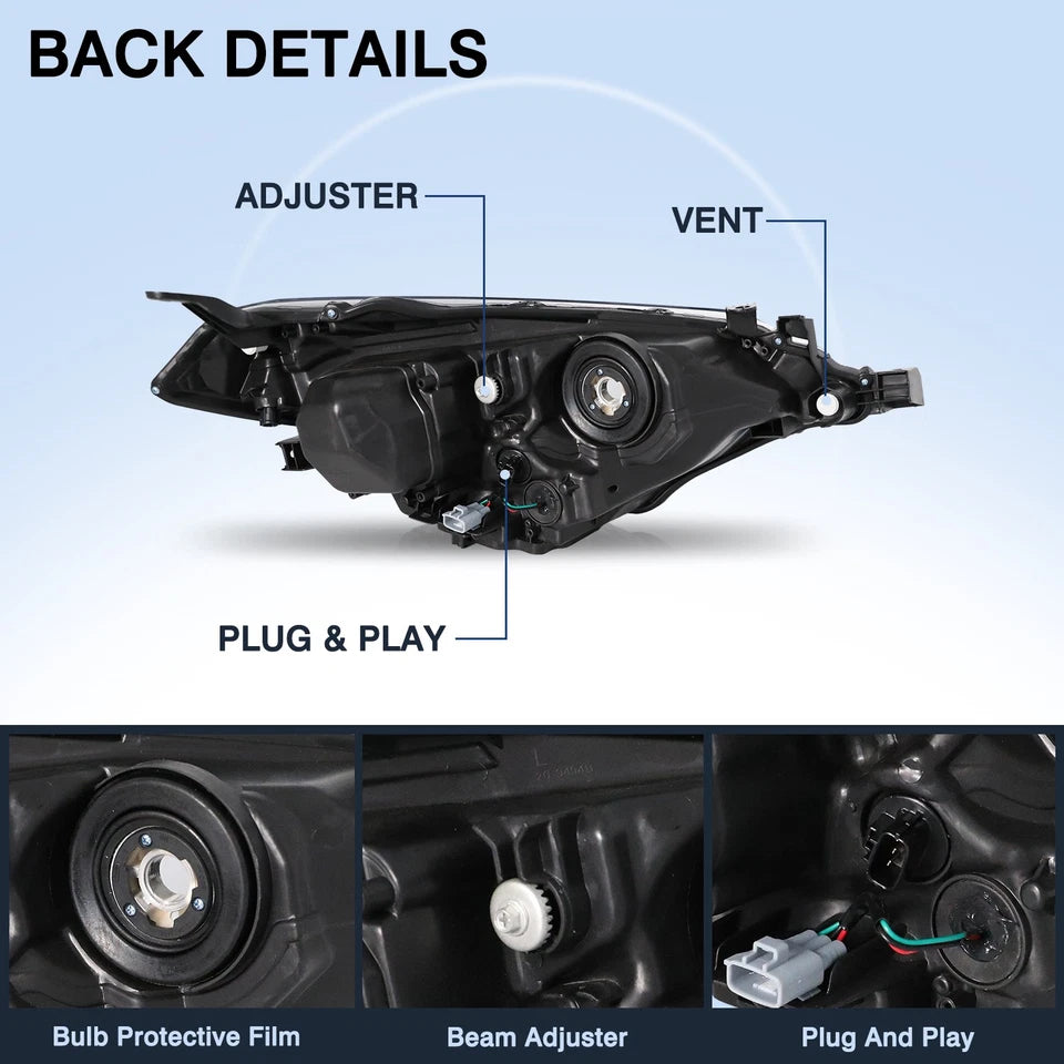 Black Headlights For 2014 2015 2016 Toyota Corolla C L LE Headlamps 14-16 w/Bulb