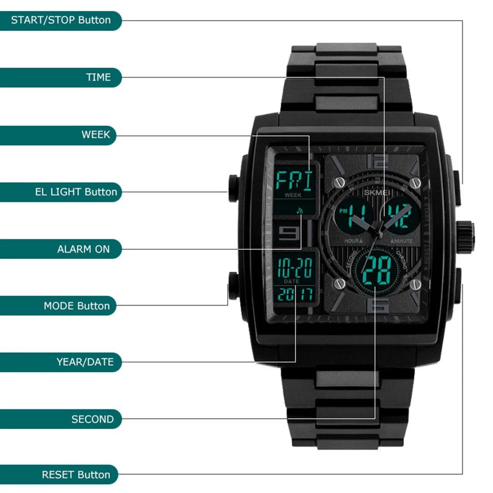 Men's Digital Army Military Sport Quartz Analog Chronograph Waterproof Watch