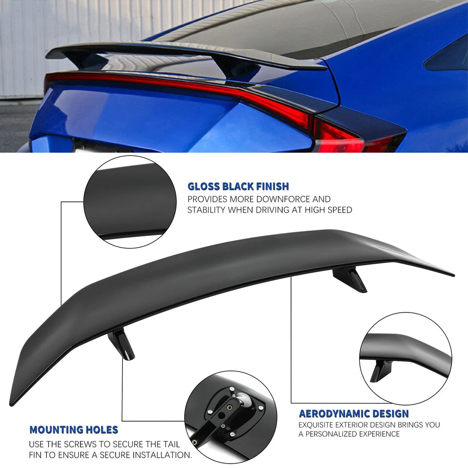 46" GT Style Gloss Black Rear Trunk Spoiler Wing For Honda Civic SI Coupe Sedan