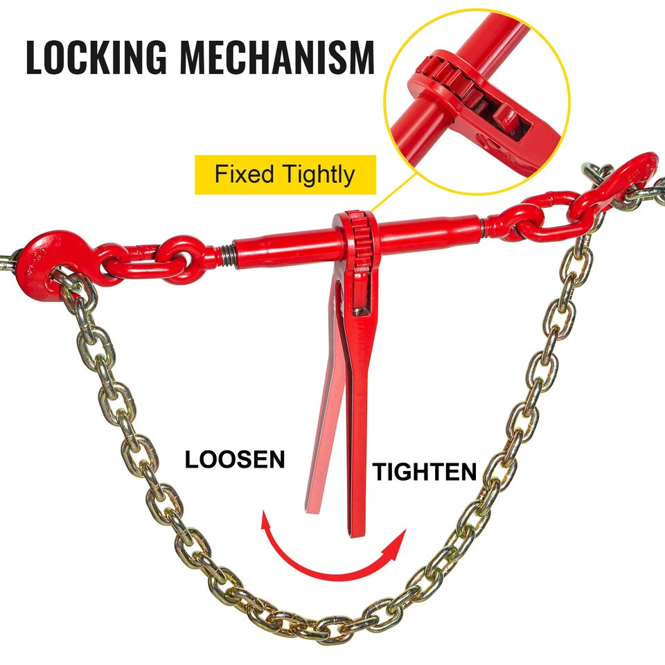 5/16"-3/8" Chain Load Binder Ratchet 6600lbs WLL Chain Hook Tie Down 2PCS