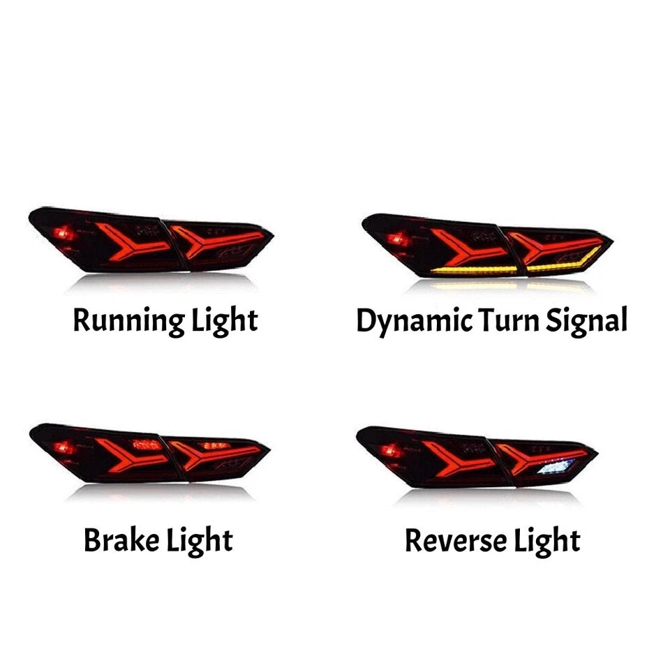 Smoked LED Tail Lights for Toyota Camry 2018-2024 Sedan W/ Sequential Assembly