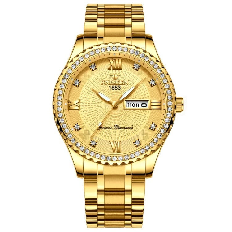 Waterproof Gold Men's Watch Classic Stainless Steel Quartz Analog Business