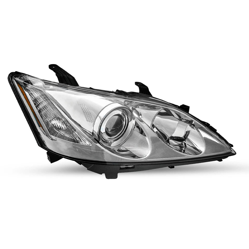 Headlights Assembly For 2007-2009 Lexus ES350 Chrome Amber Halogen W/O HID Pairs