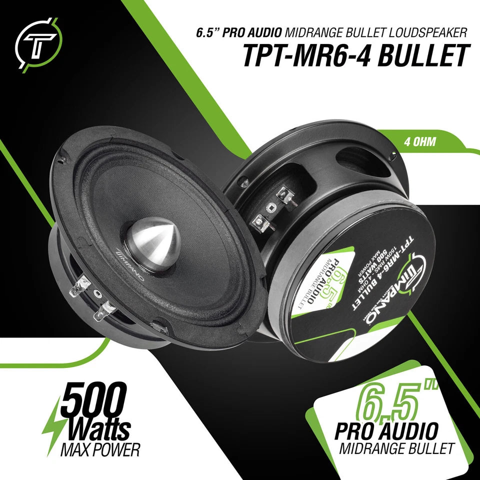 TIMPANO CAR AUDIO BUNDLE 2x 6.5" MIDRANGE SPEAKERS + 2x TWEETERS + 4 CHANNEL AMP