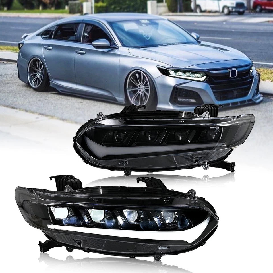 For 2018-2022 Honda Accord Sedan LED DRL Headlights Headlamps Sequential Pair